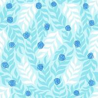 Gentle floral seamless pattern with elegant branches of leaves and blue roses vector