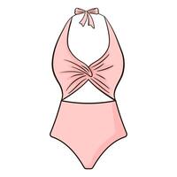 Female pink one-piece swimsuit fashion illustration vector