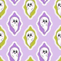 Adorable halloween seamless pattern with ghost characters portrait in frame vector