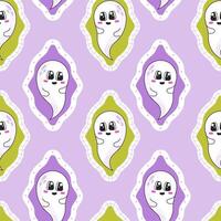 Adorable halloween seamless pattern with ghost characters portrait in frame vector