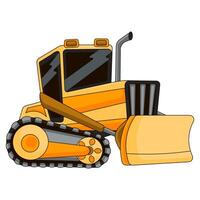 Yellow track-type tractor or bulldozer removing something vector