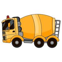 Yellow concerete mixer car truck for kids view from side vector