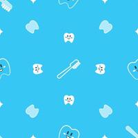 Dental health seamless pattern on blue background vector