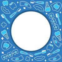 Dental care circle frame with dental equipment vector