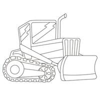 Black and white track-type tractor or bulldozer removing something vector