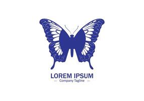 Blue butterfly open wing logo icon silhouette vector
