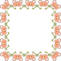 Square frame of keys and locks in orange tones on a white background vector