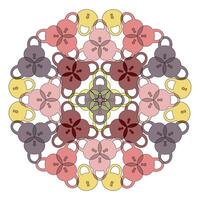 Colored mandala with padlocks on a white background vector