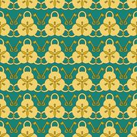 Seamless color pattern with locks and keys in yellow tones forming an ornament on a green background vector