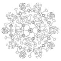 Mandala black and white with padlocks on a white background vector
