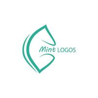 Mint leaf logo element template and symbol vector