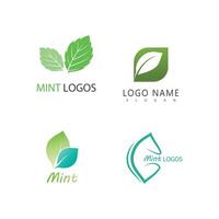 Mint leaf logo element template and symbol vector