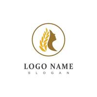 Agriculture wheat logo template and symbol vector