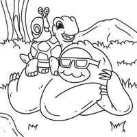 Sloth, Turtle and Snail Coloring Page vector