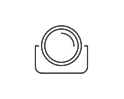 Makeup and cosmetics. Linear graphic beauty icons in the form of a face mirror. vector