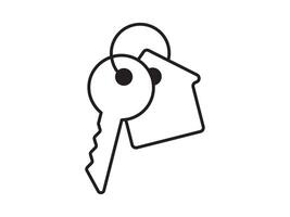 Key icon for house representation, isolated against a white background. This simple symbol evokes a sense of warmth and security, embodying the concept of home. vector