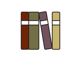 illustration of a library theme icon with books arranged on shelves vector
