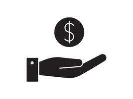 moneda en mano, dinero icono para negocio. sencillo símbolo línea plano diseño. vector