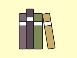 illustration of a library theme icon with books arranged on shelves vector