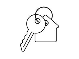 Key icon for house representation, isolated against a white background. This simple symbol evokes a sense of warmth and security, embodying the concept of home. vector