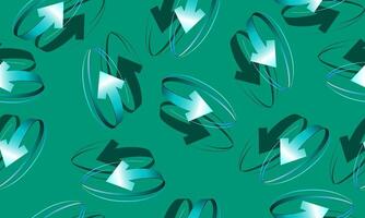 Arrow rotation icon seamless pattern on green background. vector