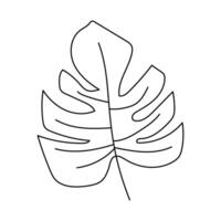 One line drawing monstera leaf or palm tree leaf. Summer modern single aesthetic contour. Perfect for home decor such as posters, wall art, tote bag or t-shirt print. Editable stroke vector