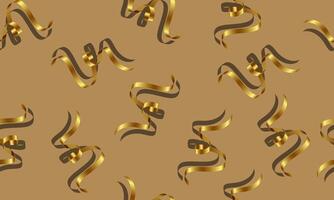 Light seamless pattern with golden flowing lines on gold background. vector