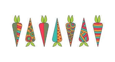 Carrot abstract, pattern, ornament. Bright vegetables. Drawings, doodle. Vegetarian food. vector
