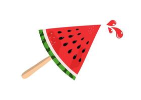 Piece of watermelon, slice. Summer juicy fruit. National Watermelon Day, August 3. Food, healthy eating. Flat illustration on white isolated background. vector