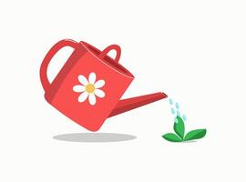 Watering can irrigation plants. Water drops. Caring for the garden, vegetable garden, house plants. Floristry and gardening. Active recreation, agronomic sign, isolated on white background. vector