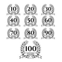 10-100 anniversary laurel wreath. Celebration and congratulation design template. congratulation design template. vector