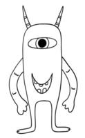 Coloring book page with funny monster character vector
