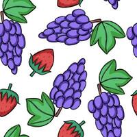 Seamless pattern with grape and strawberry vector