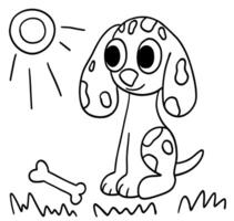 Cute dog in outline style. Coloring book page vector