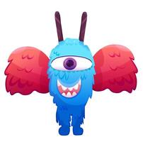 Funny fluffy monster with wings vector