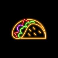 Taco Food Line Neon Style vector