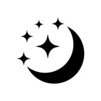 Crescent moon with stars icon on white background. Night icon. Crescent moon icon. Minimalist style. vector