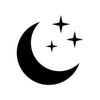 creciente Luna con estrellas icono en blanco antecedentes. noche icono. creciente Luna icono. minimalista estilo. vector