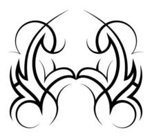 Neo abstract tribal tattoo. Mirror black shoulder tattoo. Cyber sigilism style hand drawn ornament. Celtic gothic body ornament shapes. Maori ethnic element isolated on white backdrop. Sketch design vector