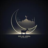 Eid Al Adha Mubarak with Goat and Moon Concept vector