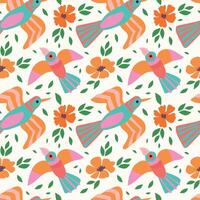 Artistic Spring pattern with birds and flowers. It can be used for textiles, fashion, wallpaper, wrapping paper, notebooks vector