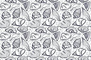 Seamless pattern with linear seashells vector
