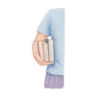 Young female student holds stack of books. Girl with book in hands vector