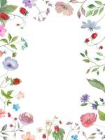 floral watercolor frame. Flowers background for invitations, greeting cards. Hand drawn illustration. vector