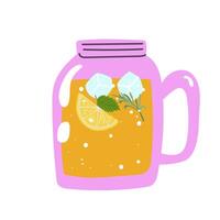 Hand drawn summer jar with lemonade. vector