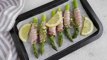 Asparagus with ham before baking video