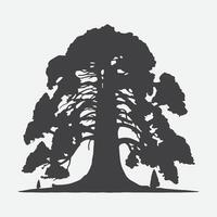 Print Majestic Redwood Tree Silhouette, Nature's Towering Masterpiece vector