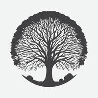 Print Majestic Elm Tree Silhouette, Capturing the Timeless Elegance of Nature vector