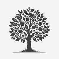 Print Majestic Apple Tree Silhouette, A Timeless Symbol of Nature's Elegance vector