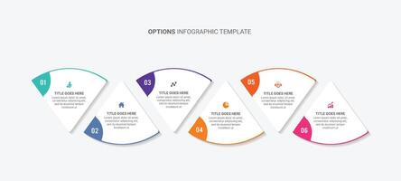 Siete 7 7 pasos opciones proceso flujo de trabajo flecha negocio infografía modelo diseño vector